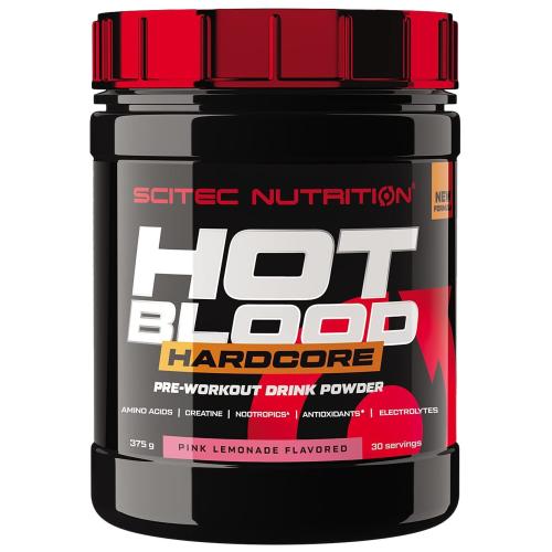 Scitec Nutrition Hot Blood Hardcore Pre-Workout Drink Powder Συμπλήρωμα Διατροφής με Κρεατίνη για Ενίσχυση της Μυικής Δύναμης 375g - Pink Lemonade